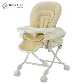 Baby Star Hi-Lo 多功能餐椅搖床(2024版)-卡其
