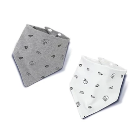 台灣KuKu Duck 雙面三角領巾(兩條裝);灰白組