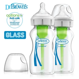 美國Dr. Brown's Options+ 仿母乳排氣奶樽 - 玻璃 9oz (兩個裝)