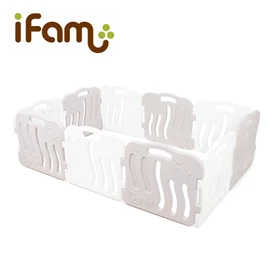 韓國iFam 貝殼款遊戲圍欄(不包地墊)-10片裝 淺啡/白色