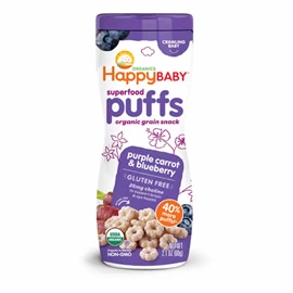 美國HappyBABY 有機嬰兒泡芙(6個月起)-紫蘿蔔藍莓 60g