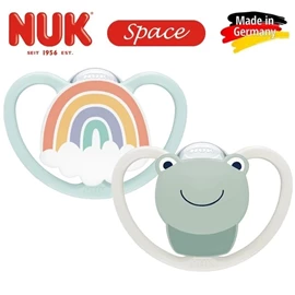德國Nuk Space 超透氣安撫奶嘴/ 0-6M 青蛙+彩虹 兩個裝