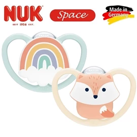 德國Nuk Space 超透氣安撫奶嘴/ 0-6M 狐狸+彩虹 兩個裝