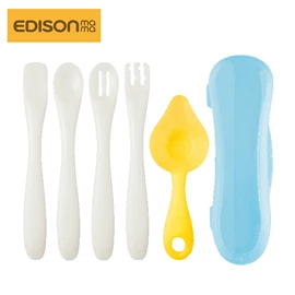 日本Edison 幼兒學習餐具五件套裝連盒