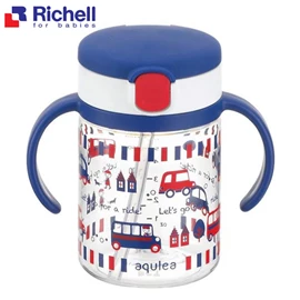 日本Richell Aqulea 吸管水杯-藍色 200ml