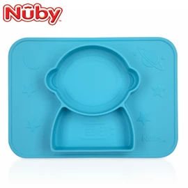 美国Nuby SURE GRIP™ 一体式矽胶分格餐盘连枱垫-太空人