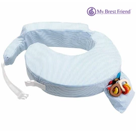 美國My Brest Friend 可調式O型哺乳枕(純棉);淺藍條紋