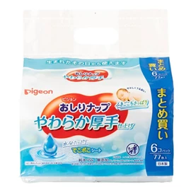 日本Pigeon 婴儿加厚型纯水湿纸巾/ 77抽 X 6包