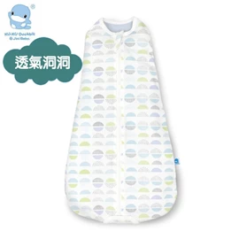 台灣KuKu Duck 超好眠洞洞成長包巾-夏日藍帶