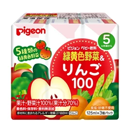 日本Pigeon 晨光嬰兒果汁-黃綠色蔬菜蘋果汁 125ml x3包