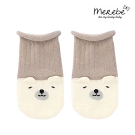 韓國Merebe 嬰兒短襪-北極熊 啡色