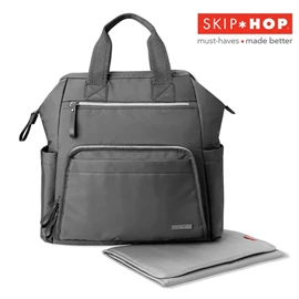 美國Skip Hop 寬框架袋口背包-炭灰色