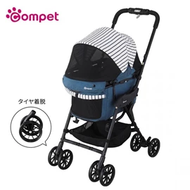 Compet milimili EG Long D 中型寵物車-藍色間條