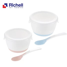 日本Richell TLI 離乳食餐碗套裝(附匙及蓋)
