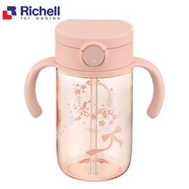 日本Richell Axstars 吸管水杯-粉紅 320ml