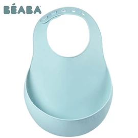 法國BEABA 柔軟矽膠圍兜-藍綠色