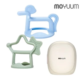 韓國Moyuum 白金矽膠手環式牙膠(連收納盒)-藍小馬+綠星型