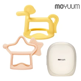 韓國Moyuum 白金矽膠手環式牙膠(連收納盒)-黃小馬及粉紅星型