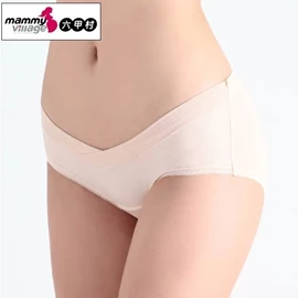 台灣六甲村 AirSkin 低腰V型薄透涼孕婦內褲-膚色