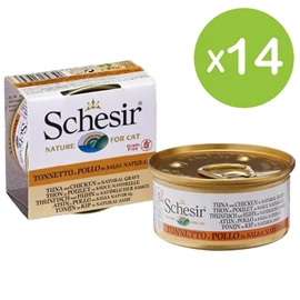 Schesir 猫罐头/ 无谷物 吞拿鱼鸡肉肉汁 70g X 14罐