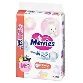 日本花王 Merries 嬰兒紙尿片-珍寶裝 M碼62片(6-11kgs)