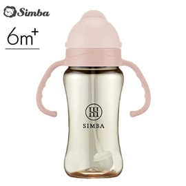 台灣小獅王 Simba 蘊蜜鉑金PPSU防漏滑蓋學習水杯-270ml 栗粉