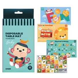韩国K-MOM 宝宝抗菌抛弃式餐桌垫-40入