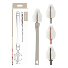 韓國Mother-K 可替換式海綿奶嘴刷(附3個替換頭)-米色