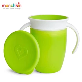美國 Munchkin Miracle 360° 防漏學飲杯(附蓋)-綠色 207ml/7oz