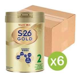 惠氏S-26 Gold/ 2號 較大嬰兒配方奶粉 850g X 6罐