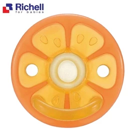 日本Richell 全矽膠安撫奶嘴連收納盒(0個月以上)-香橙