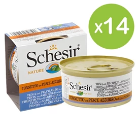 Schesir 貓罐頭/ 無穀物 吞拿沙丁魚肉汁 70g X 14罐