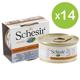 Schesir 貓罐頭/ 無穀物 吞拿魚海鯛肉汁 70g X 14罐