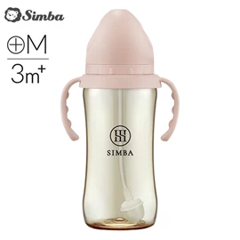 台灣小獅王 Simba 蘊蜜鉑金PPSU寬口奶瓶(連吸管把手)-360ml 栗粉