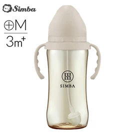 台灣小獅王 Simba 蘊蜜鉑金PPSU寬口奶瓶(連吸管把手)-360ml 杏茶