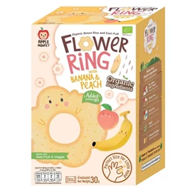 Apple Monkey 有機花花糙米餅(低敏無麩質)-30G 香蕉水蜜桃