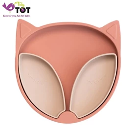 英國Tidy Tot 吸盤矽膠碟連食物格-狐狸