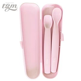 韓國tgm 嬰幼兒鉑金矽膠初及中階匙羹(連收納盒)- 兩件裝 珊瑚粉紅