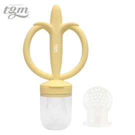 韓國tgm 鉑金矽膠牙膠及蔬果咀嚼餵食器-奶油黃