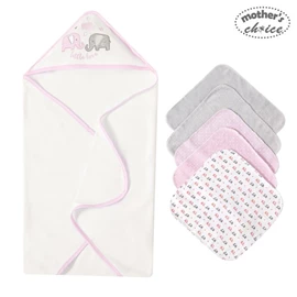 Mother's Choice 嬰兒大浴巾及小毛巾套裝-粉紅小象