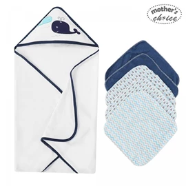Mother's Choice 嬰兒大浴巾及小毛巾套裝-鯨魚