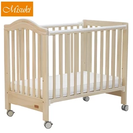 Misuki 2合1嬰兒床 #MS6018 (附送3吋床褥及兒童床攔板)-原木色