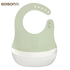 日本Edison 柔軟立體圍兜-抹茶/灰