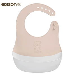 日本Edison 柔軟立體圍兜-粉紅/灰