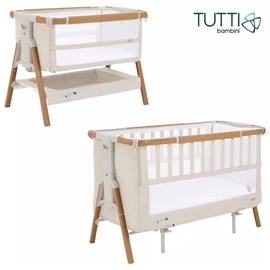 英國Tutti Bambini Cozee XL 床邊嬰兒床和嬰兒床-胡桃木/米色