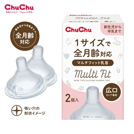 日本CHUCHU Multi Fit 闊身平頭矽膠奶嘴/ 2個裝