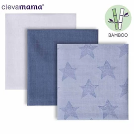 愛爾蘭 Clevamama 超柔軟透氣竹纖維包巾/ 3件裝 藍/白