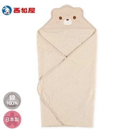日本西松屋 嬰兒毛巾包被-熊仔款