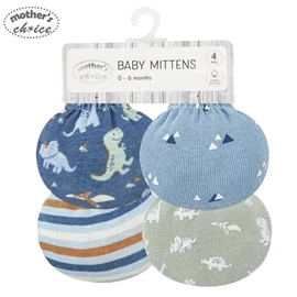 Mother's Choice 嬰兒純棉手套-4件裝 藍色小恐龍