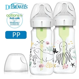 美國Dr. Brown's Options+ 仿母乳排氣奶樽 - PP 9oz (兩個裝)